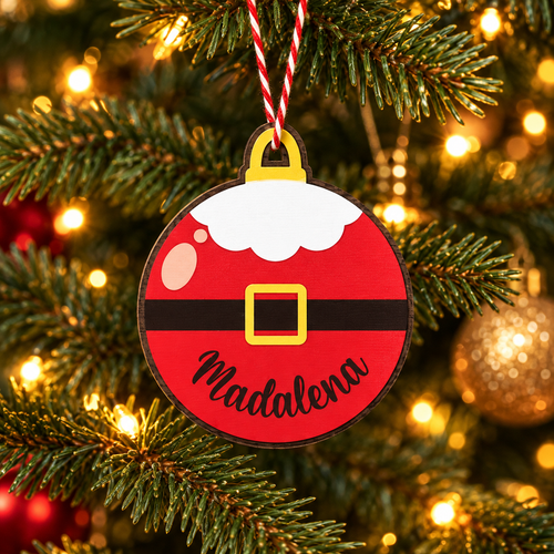 Bola Natal Pai Natal Personalizada em Madeira