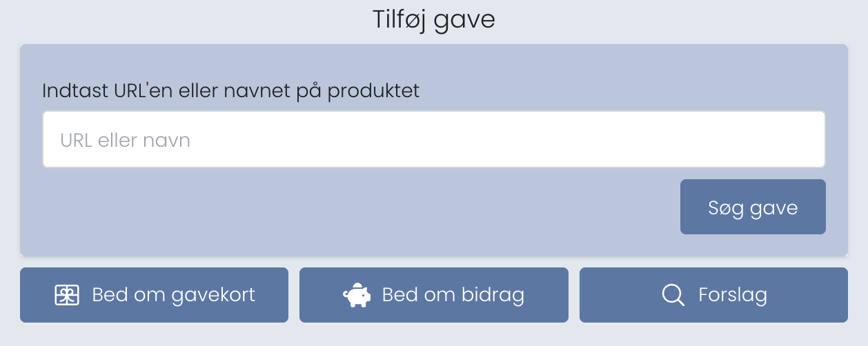 tilføj gaver til bryllupsønskeliste
