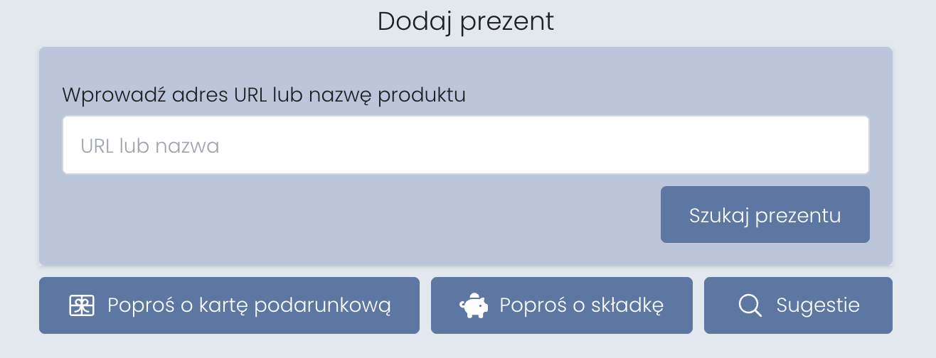 dodawanie prezentów do listy życzeń